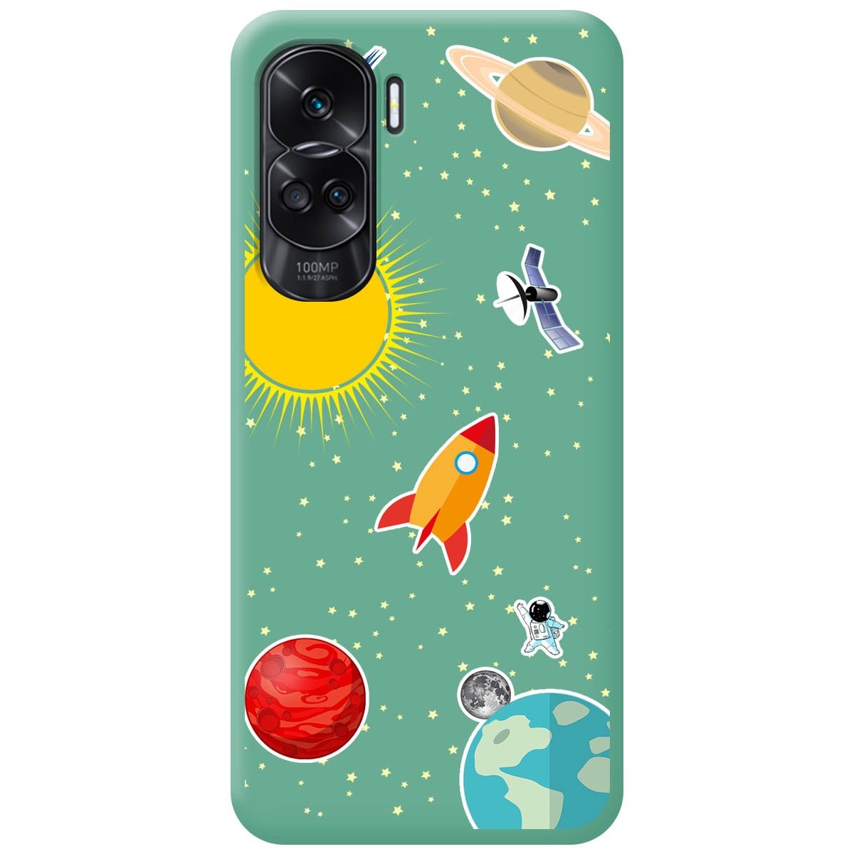 Funda Silicona Líquida Verde compatible con Huawei Honor 90 lite 5G diseño Espacio Dibujos