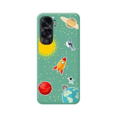 Funda Silicona Líquida Verde compatible con Huawei Honor 90 lite 5G diseño Espacio Dibujos