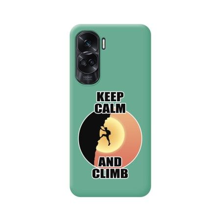 Funda Silicona Líquida Verde compatible con Huawei Honor 90 lite 5G diseño Hombre Escalada Dibujos
