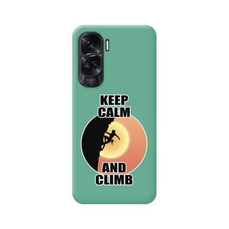 Funda Silicona Líquida Verde compatible con Huawei Honor 90 lite 5G diseño Mujer Escalada Dibujos