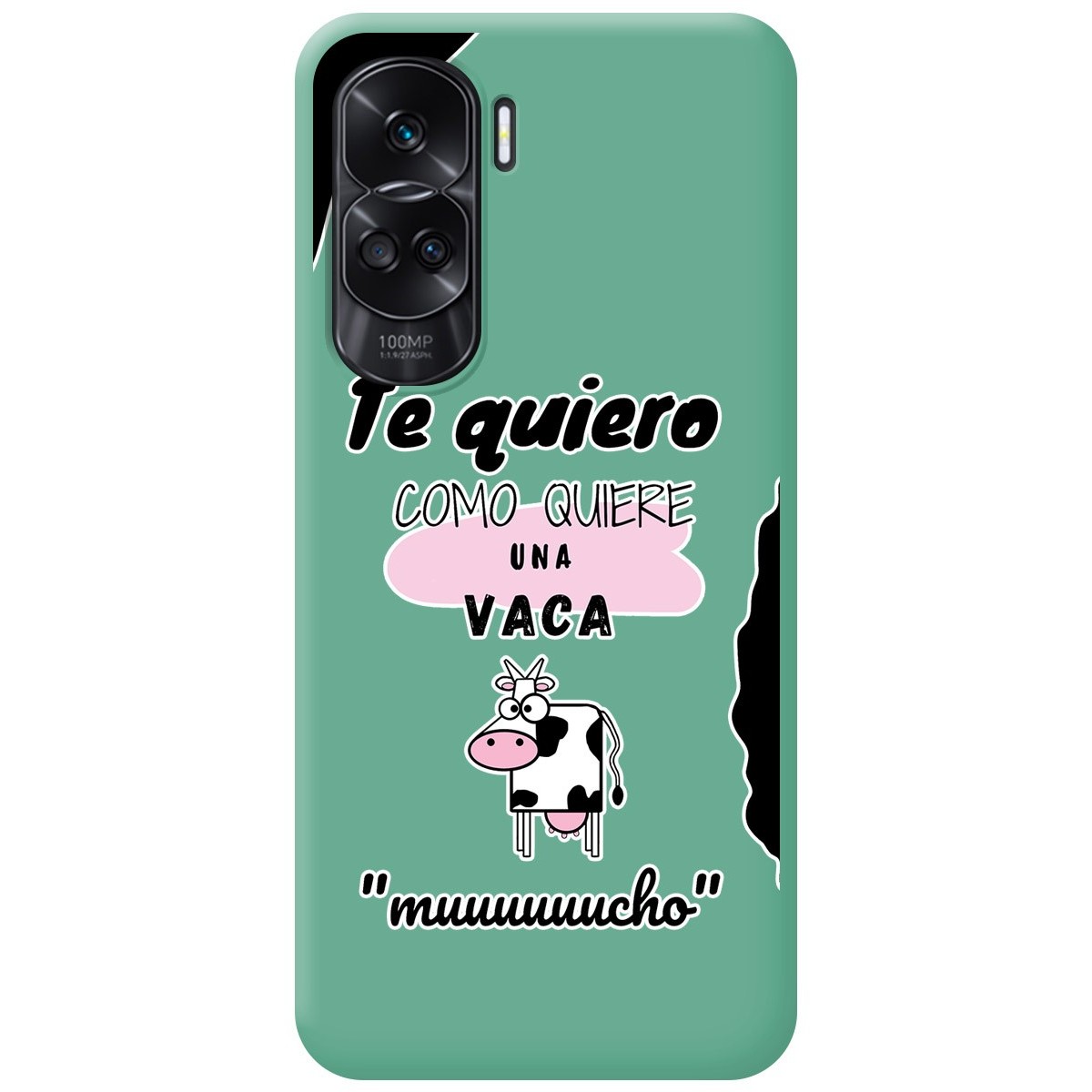 Funda Silicona Líquida Verde compatible con Huawei Honor 90 lite 5G diseño Vaca Dibujos