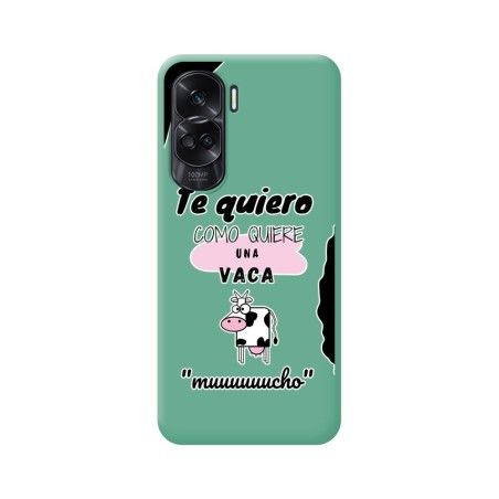 Funda Silicona Líquida Verde compatible con Huawei Honor 90 lite 5G diseño Vaca Dibujos