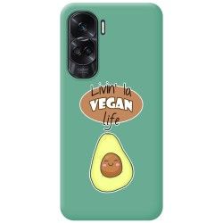 Funda Silicona Líquida Verde compatible con Huawei Honor 90 lite 5G diseño Vegan Life Dibujos