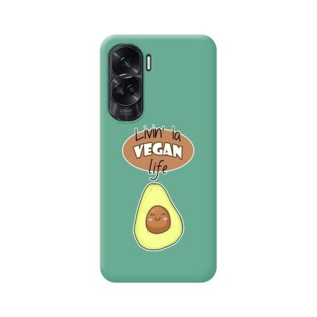 Funda Silicona Líquida Verde compatible con Huawei Honor 90 lite 5G diseño Vegan Life Dibujos