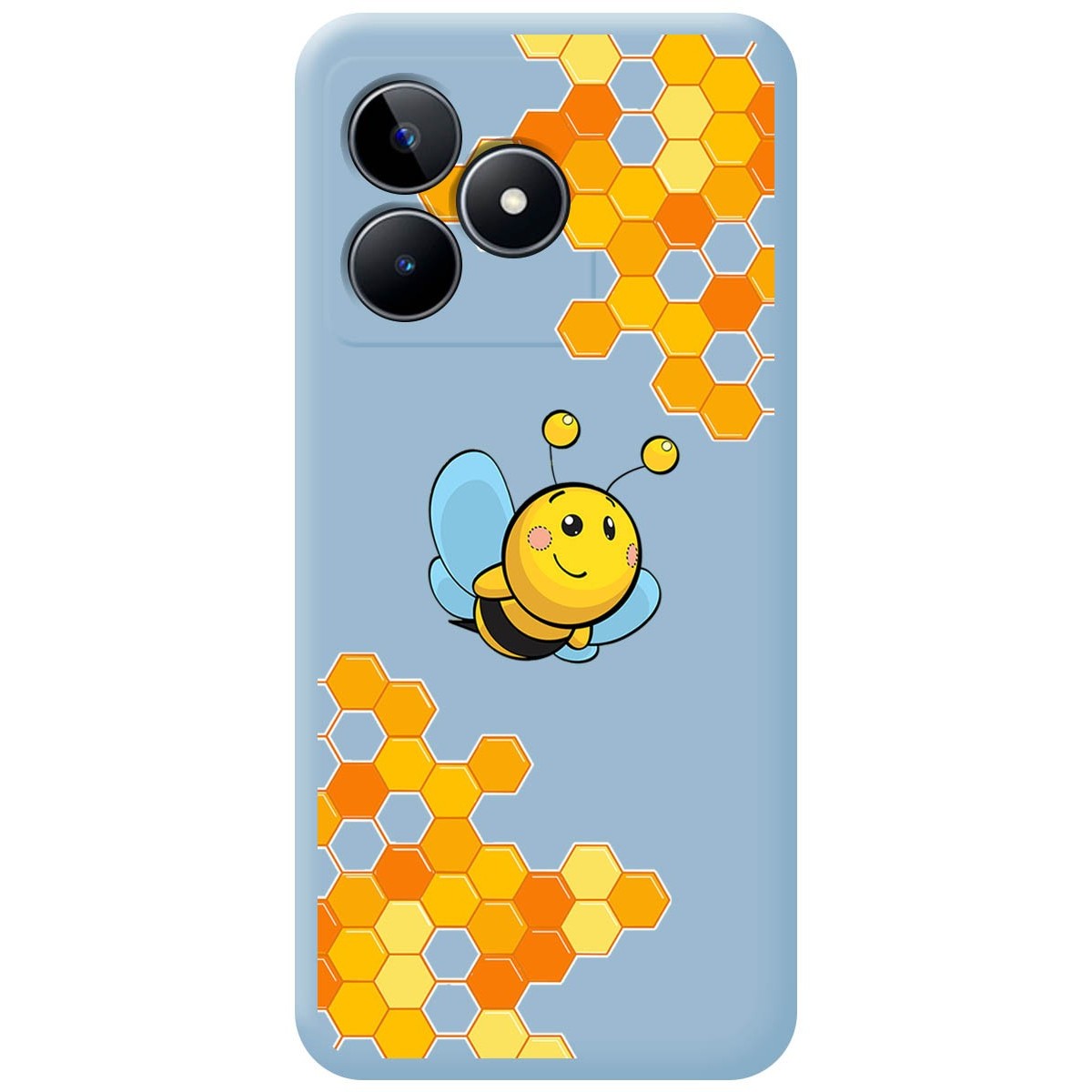 Funda Silicona Líquida Azul para Realme C53 diseño Abeja Dibujos