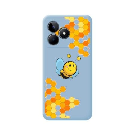 Funda Silicona Líquida Azul para Realme C53 diseño Abeja Dibujos