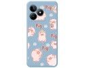 Funda Silicona Líquida Azul para Realme C53 diseño Cerdos Dibujos