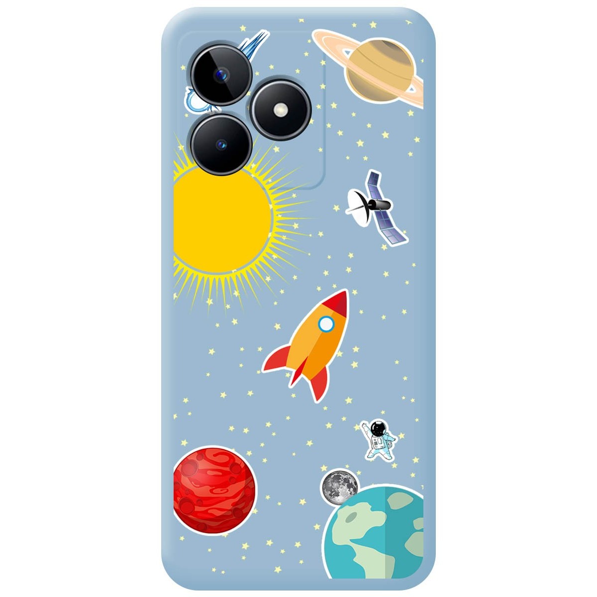 Funda Silicona Líquida Azul para Realme C53 diseño Espacio Dibujos