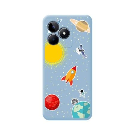 Funda Silicona Líquida Azul para Realme C53 diseño Espacio Dibujos
