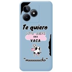 Funda Silicona Líquida Azul para Realme C53 diseño Vaca Dibujos