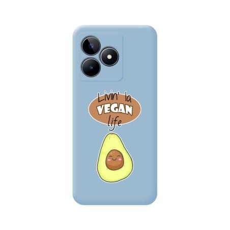 Funda Silicona Líquida Azul para Realme C53 diseño Vegan Life Dibujos