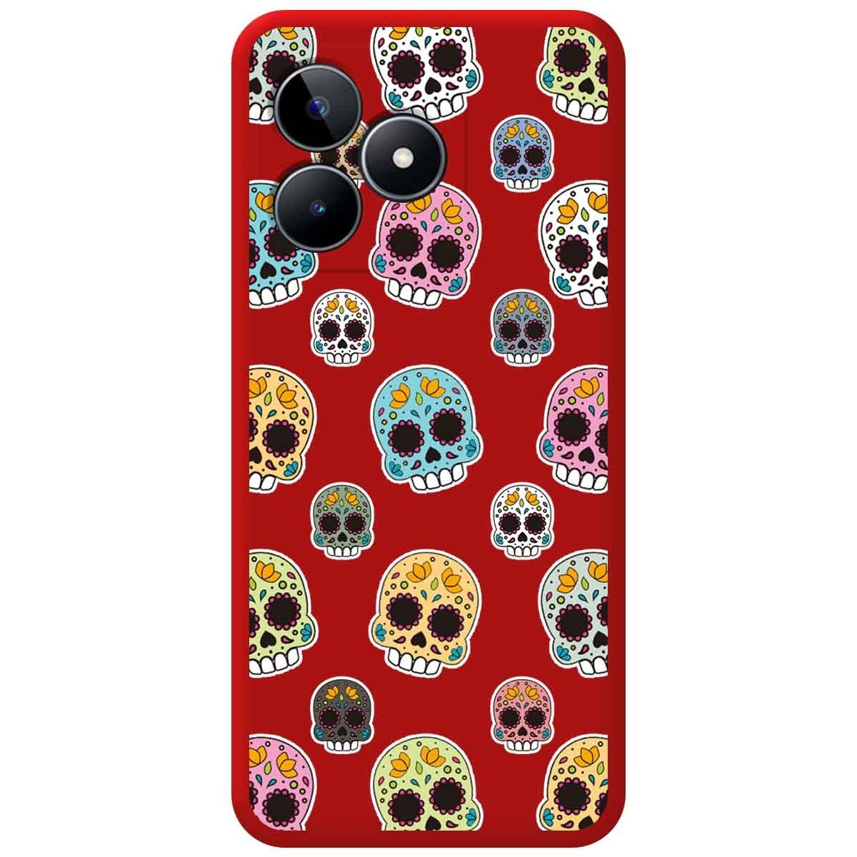 Funda Silicona Líquida Roja para Realme C53 diseño Catrina Dibujos