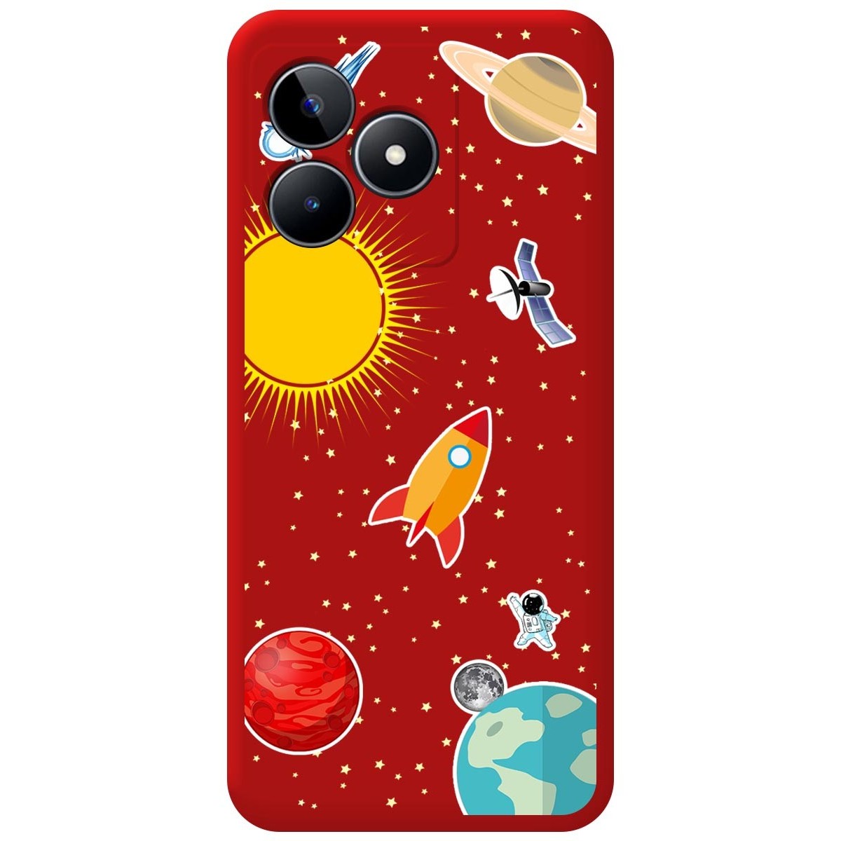 Funda Silicona Líquida Roja para Realme C53 diseño Espacio Dibujos