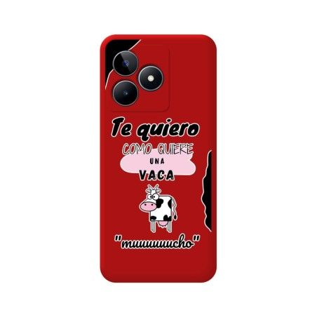 Funda Silicona Líquida Roja para Realme C53 diseño Vaca Dibujos