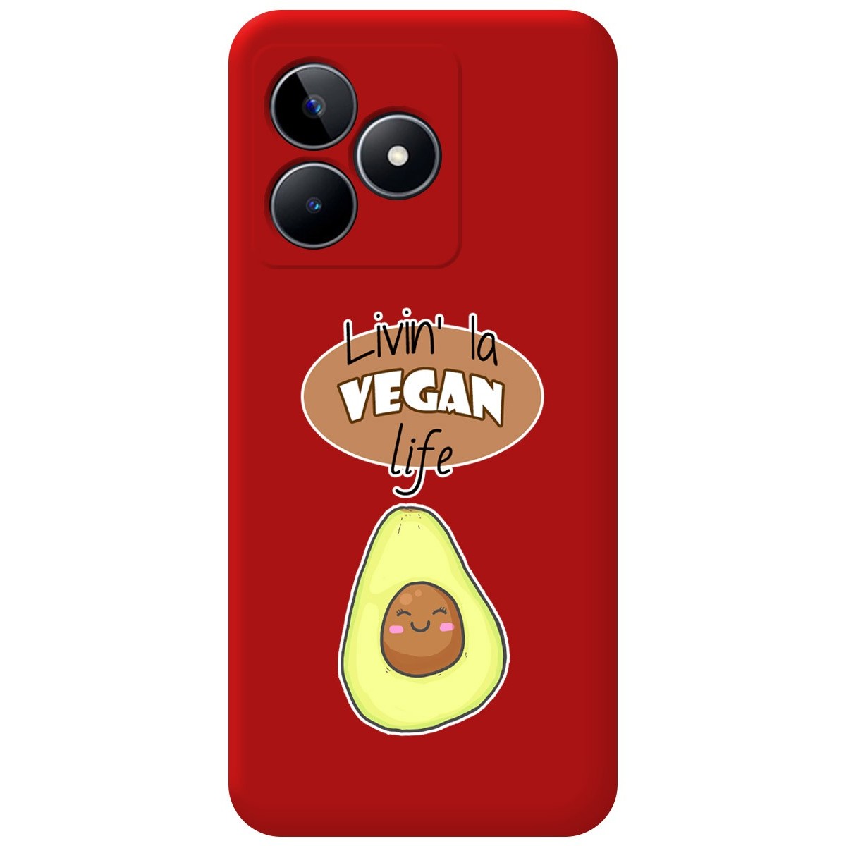 Funda Silicona Líquida Roja para Realme C53 diseño Vegan Life Dibujos