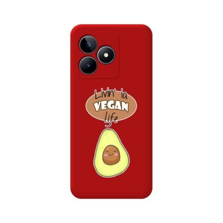 Funda Silicona Líquida Roja para Realme C53 diseño Vegan Life Dibujos
