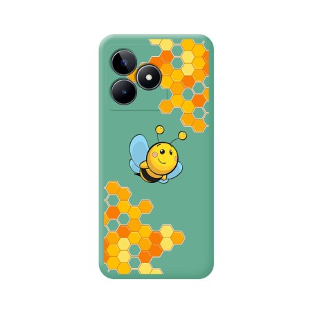 Funda Silicona Líquida Verde para Realme C53 diseño Abeja Dibujos