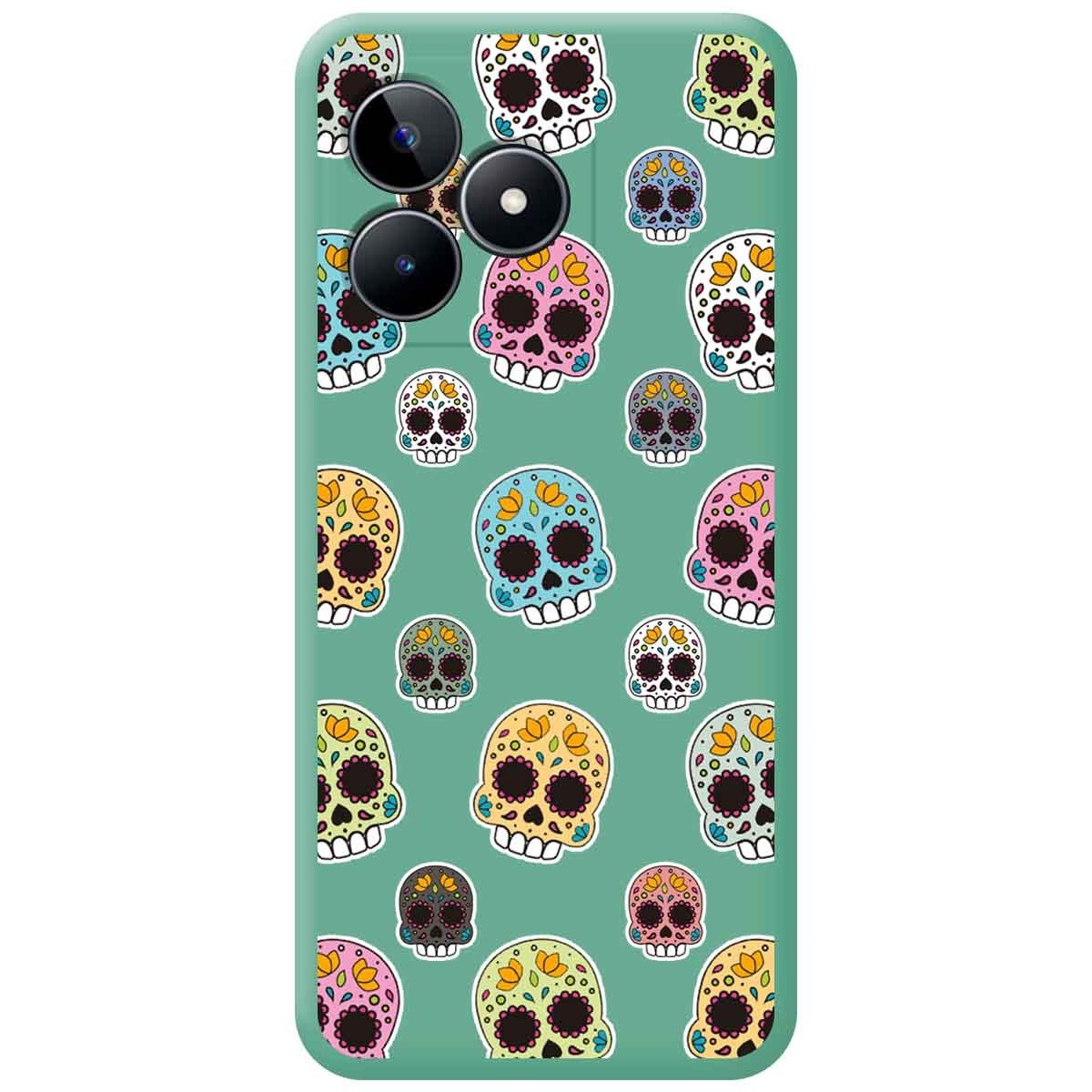 Funda Silicona Líquida Verde para Realme C53 diseño Catrina Dibujos