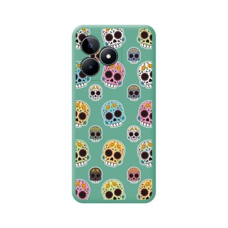 Funda Silicona Líquida Verde para Realme C53 diseño Catrina Dibujos