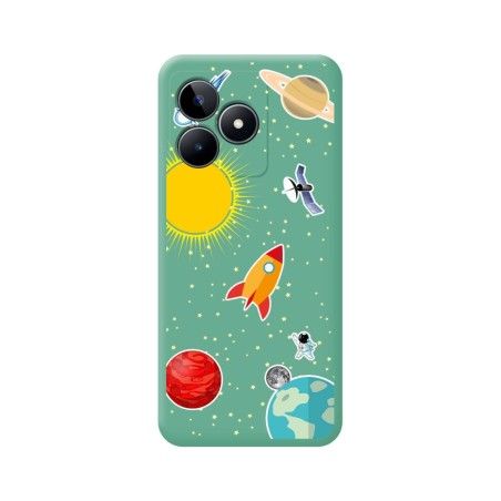 Funda Silicona Líquida Verde para Realme C53 diseño Espacio Dibujos