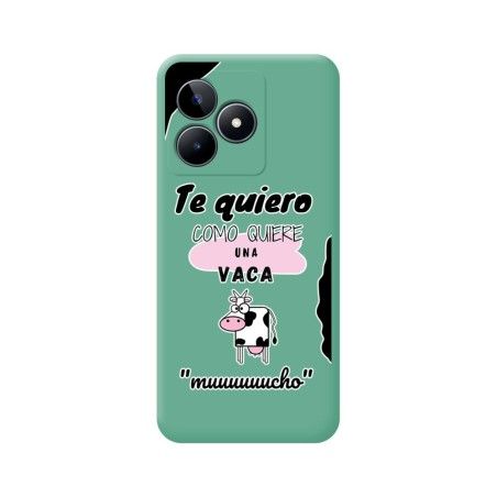 Funda Silicona Líquida Verde para Realme C53 diseño Vaca Dibujos