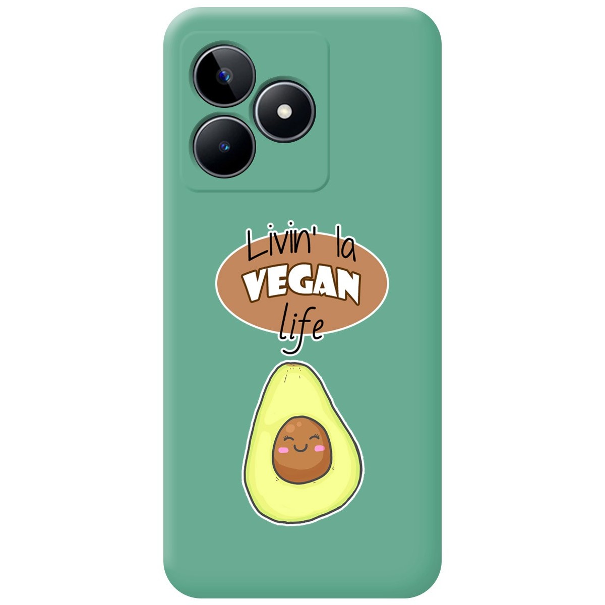 Funda Silicona Líquida Verde para Realme C53 diseño Vegan Life Dibujos