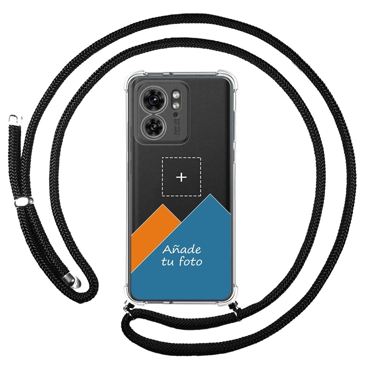 Personaliza tu Funda Colgante Transparente para Motorola Edge 40 5G con Cordon Negro Dibujo Personalizada