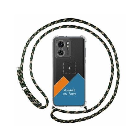 Personaliza tu Funda Colgante Transparente para Motorola Edge 40 5G con Cordon Verde / Dorado Dibujo Personalizada