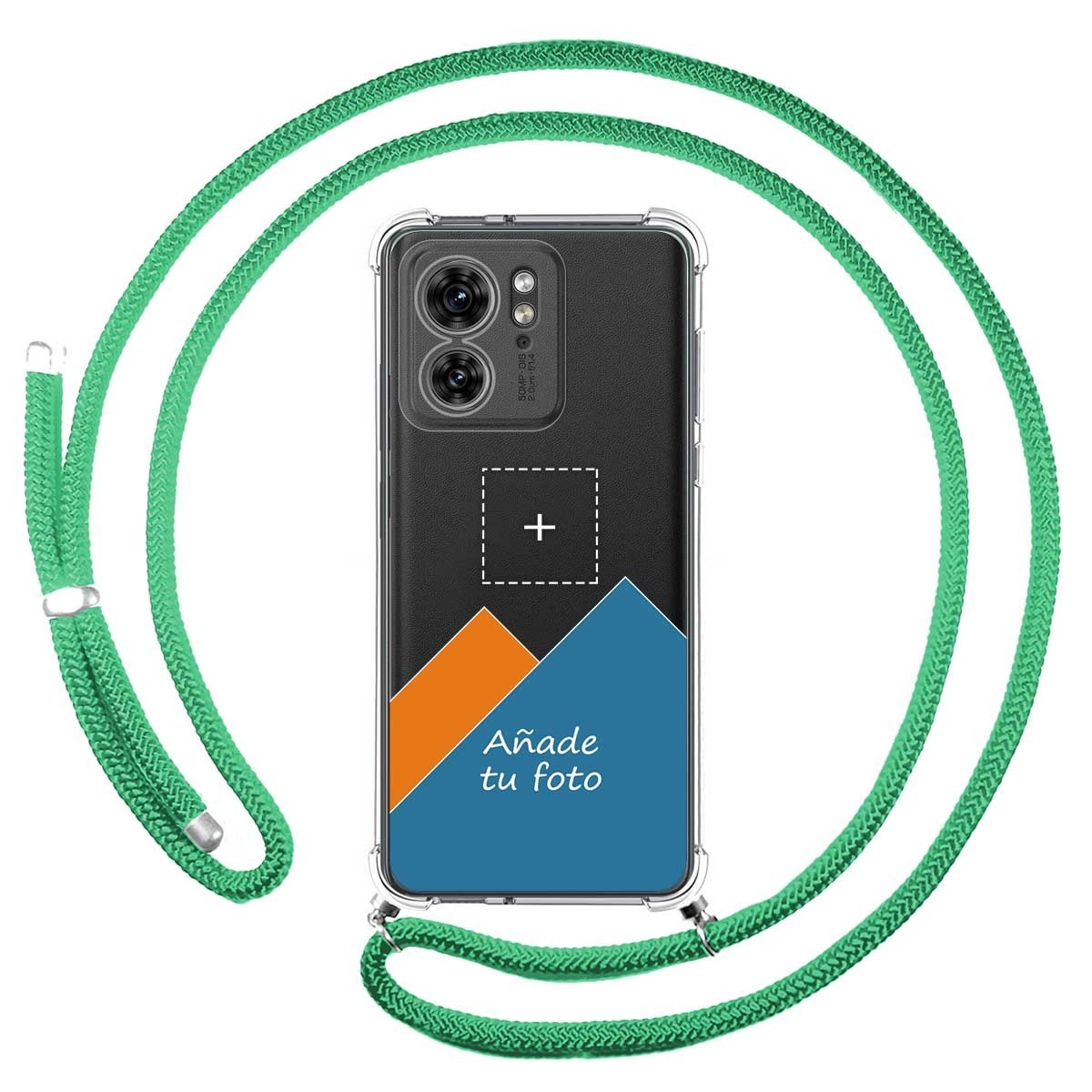 Personaliza tu Funda Colgante Transparente para Motorola Edge 40 5G con Cordon Verde Agua Dibujo Personalizada