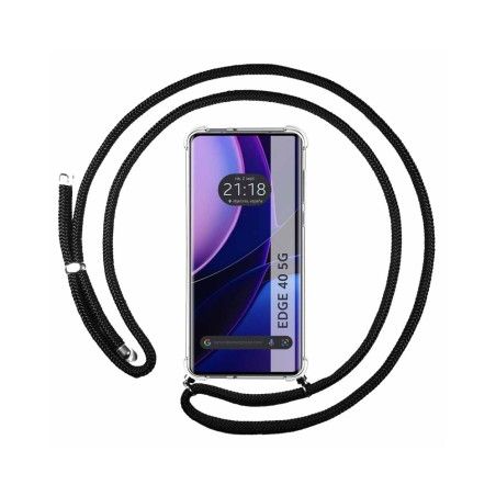 Funda Colgante Transparente para Motorola Edge 40 5G con Cordon Negro