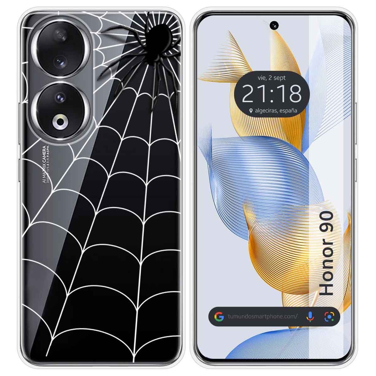 Funda Silicona Transparente compatible con Huawei Honor 90 5G diseño Araña Dibujos