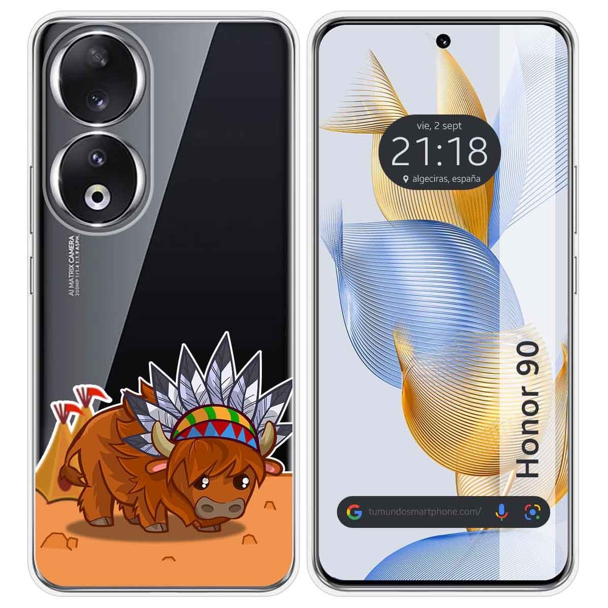 Funda Silicona Transparente compatible con Huawei Honor 90 5G diseño Bufalo Dibujos