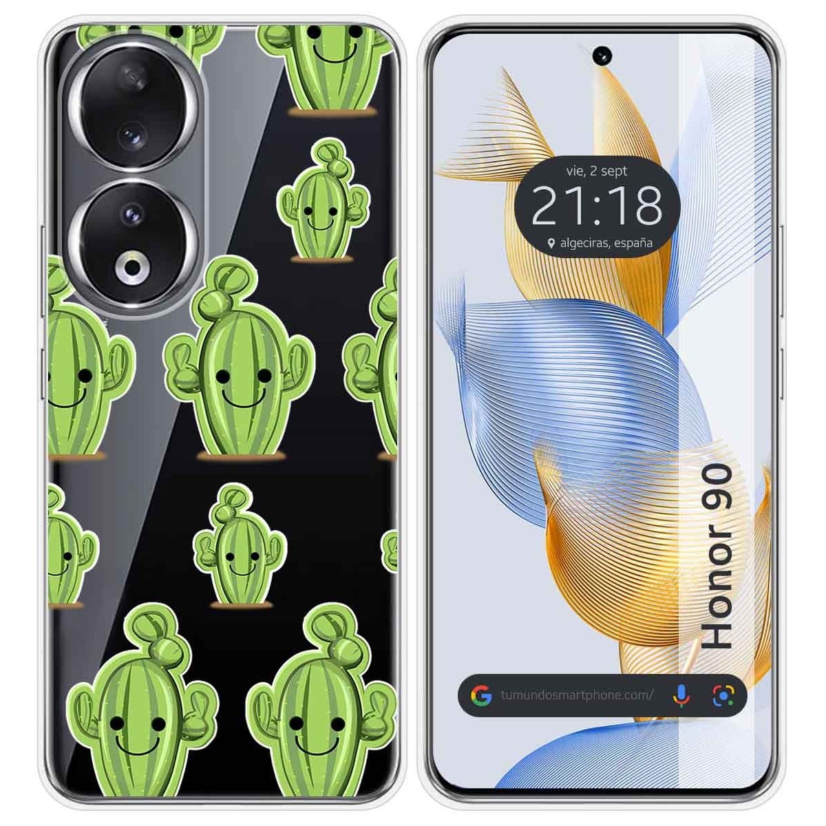 Funda Silicona Transparente compatible con Huawei Honor 90 5G diseño Cactus Dibujos