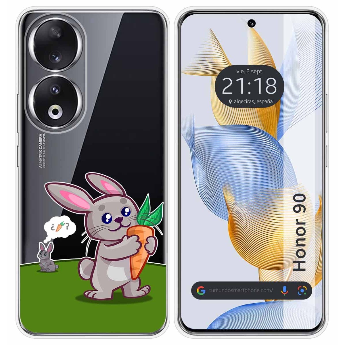 Funda Silicona Transparente compatible con Huawei Honor 90 5G diseño Conejo Dibujos