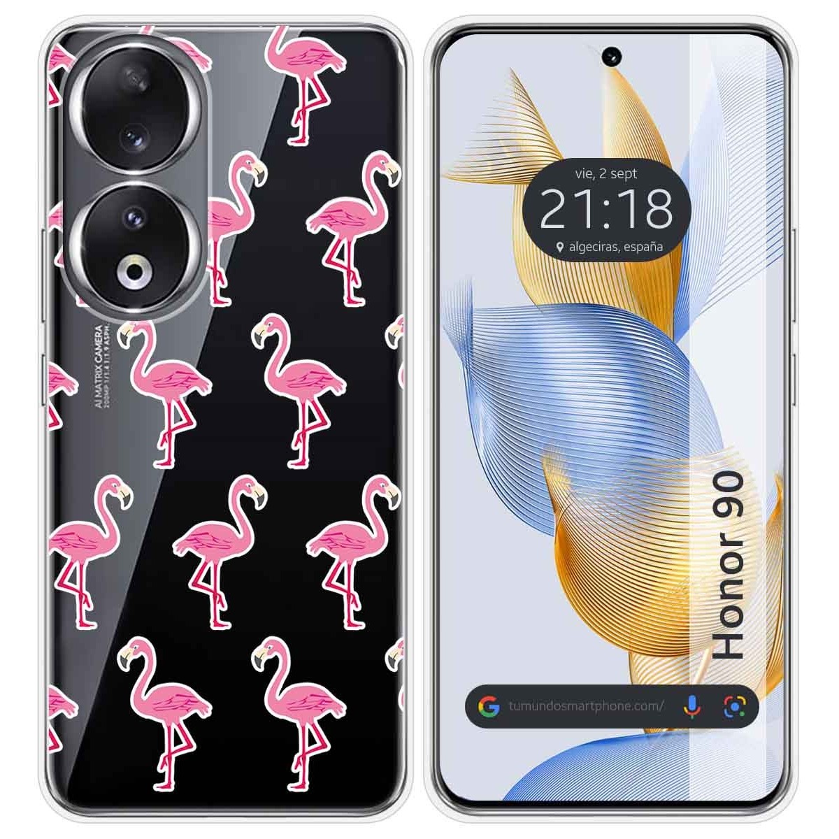 Funda Silicona Transparente compatible con Huawei Honor 90 5G diseño Flamenco Dibujos