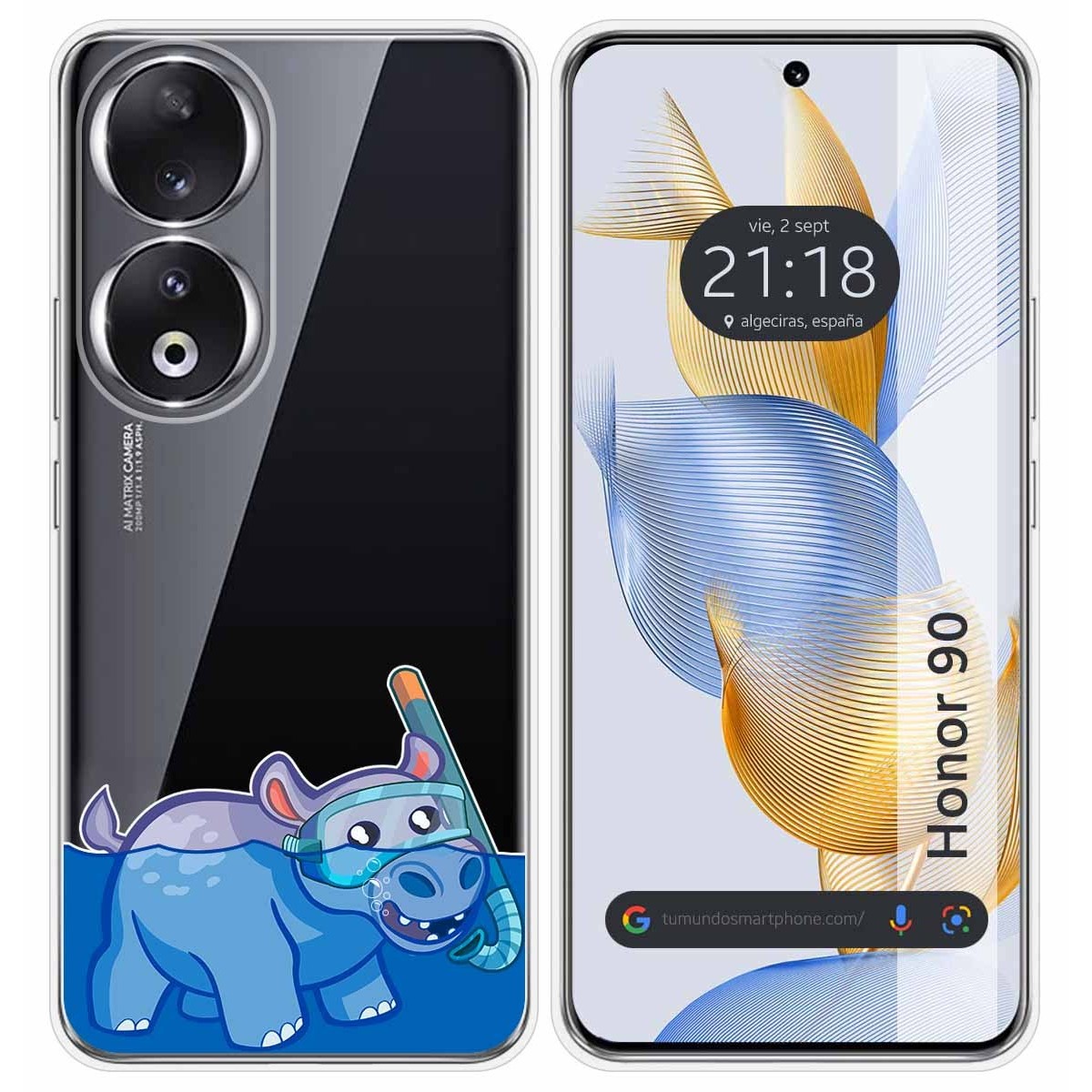 Funda Silicona Transparente compatible con Huawei Honor 90 5G diseño Hipo Dibujos