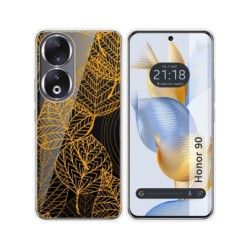 Funda Silicona Transparente compatible con Huawei Honor 90 5G diseño Hojas Dibujos