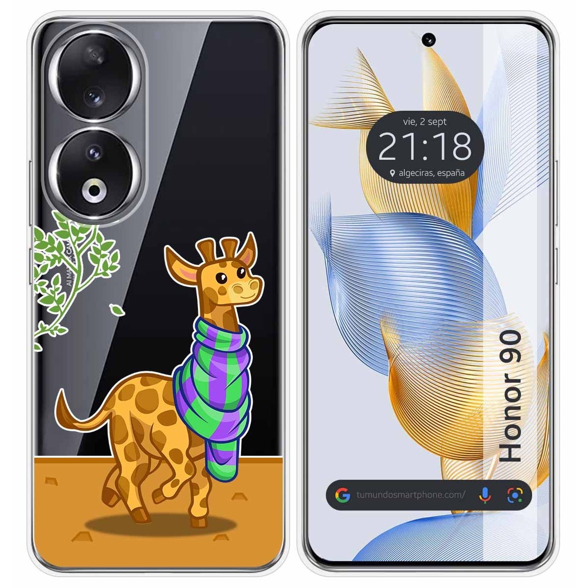 Funda Silicona Transparente compatible con Huawei Honor 90 5G diseño Jirafa Dibujos