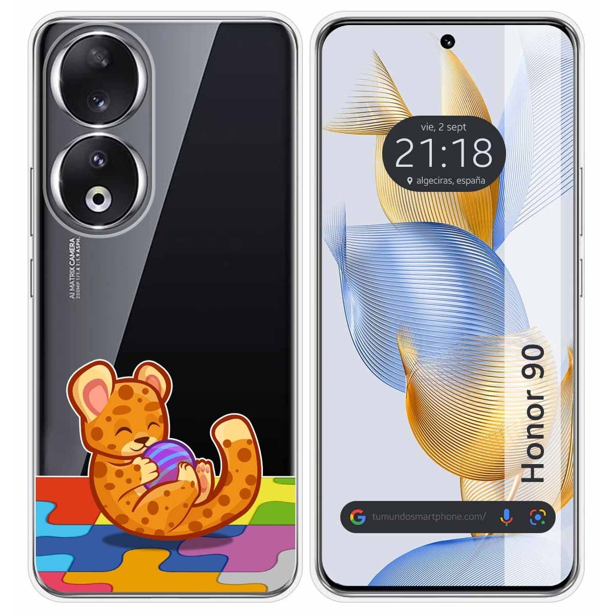 Funda Silicona Transparente compatible con Huawei Honor 90 5G diseño Leopardo Dibujos