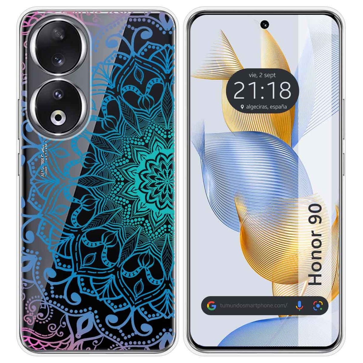Funda Silicona Transparente compatible con Huawei Honor 90 5G diseño Mandala Dibujos