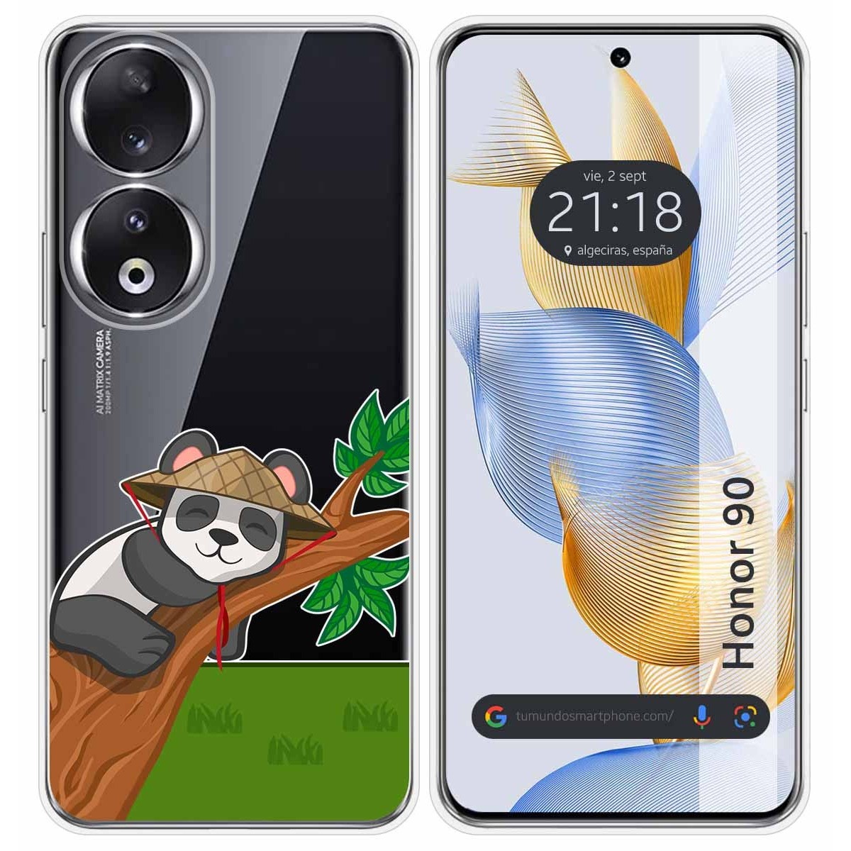 Funda Silicona Transparente compatible con Huawei Honor 90 5G diseño Panda Dibujos