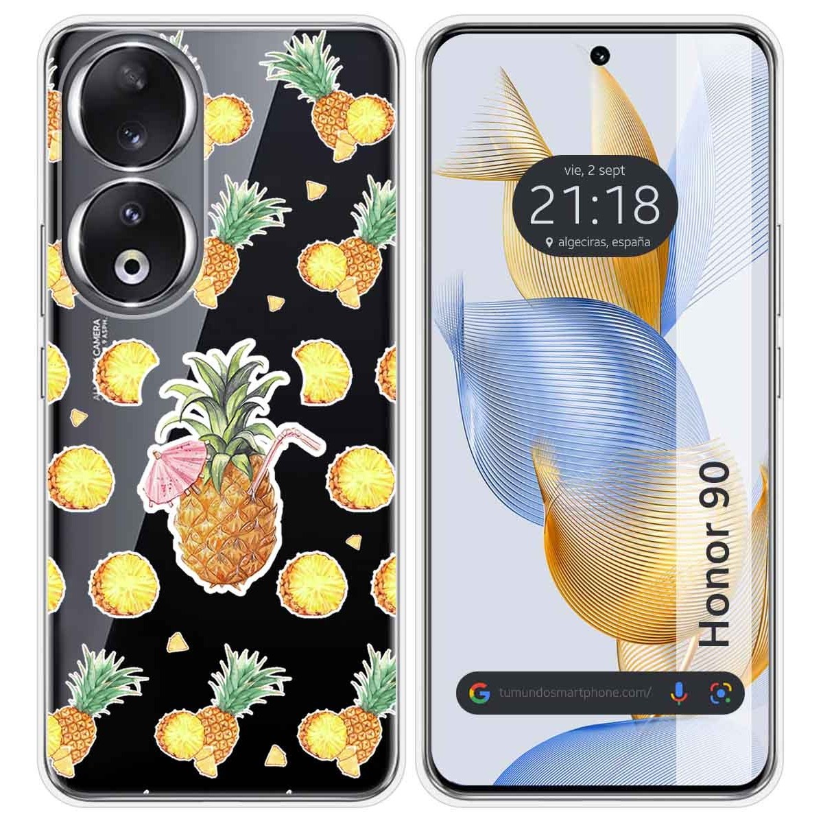 Funda Silicona Transparente compatible con Huawei Honor 90 5G diseño Piña Dibujos