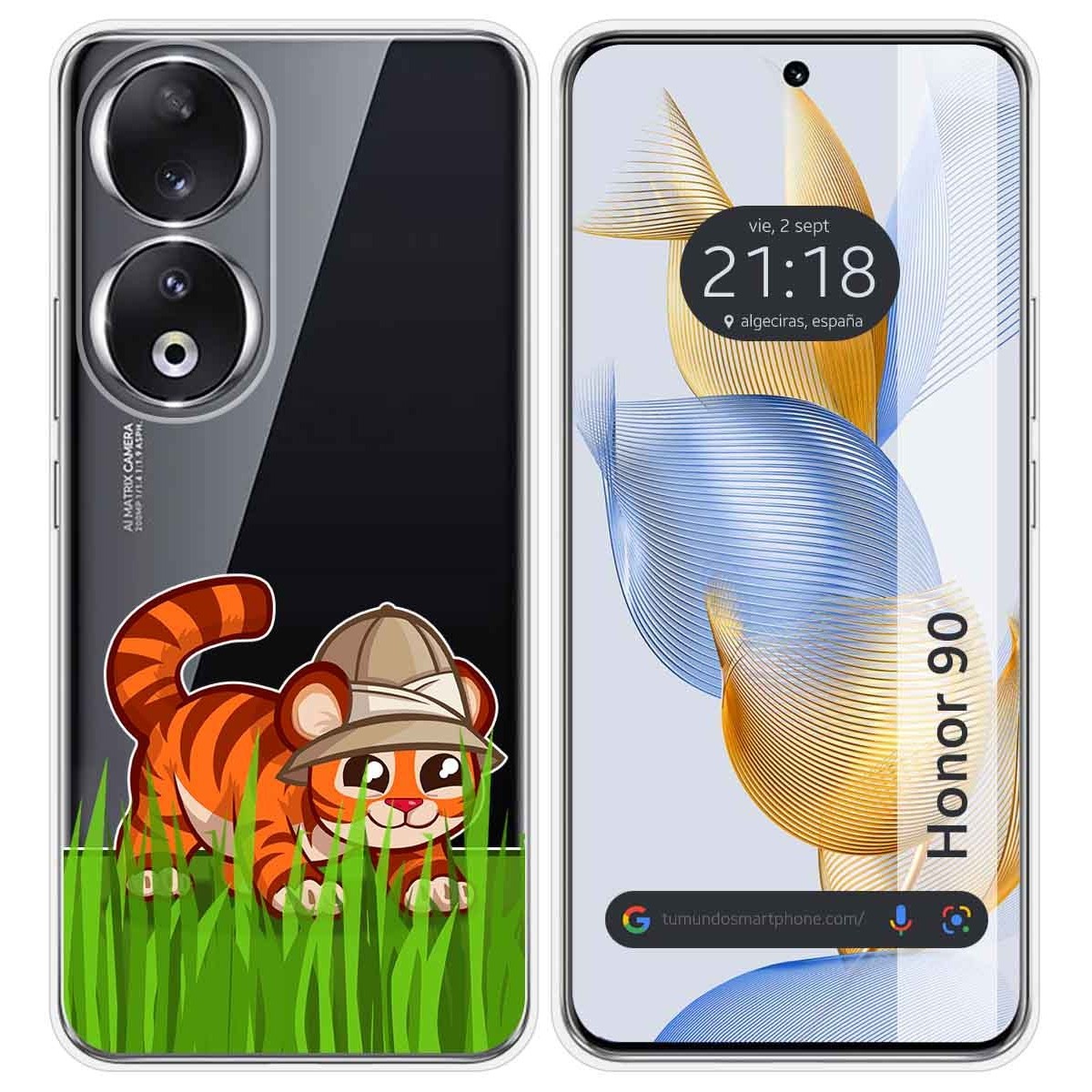 Funda Silicona Transparente compatible con Huawei Honor 90 5G diseño Tigre Dibujos