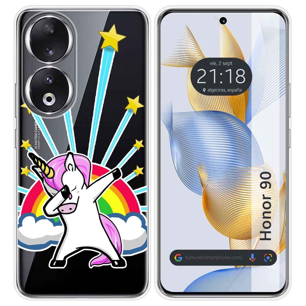 Funda Silicona Transparente compatible con Huawei Honor 90 5G diseño Unicornio Dibujos
