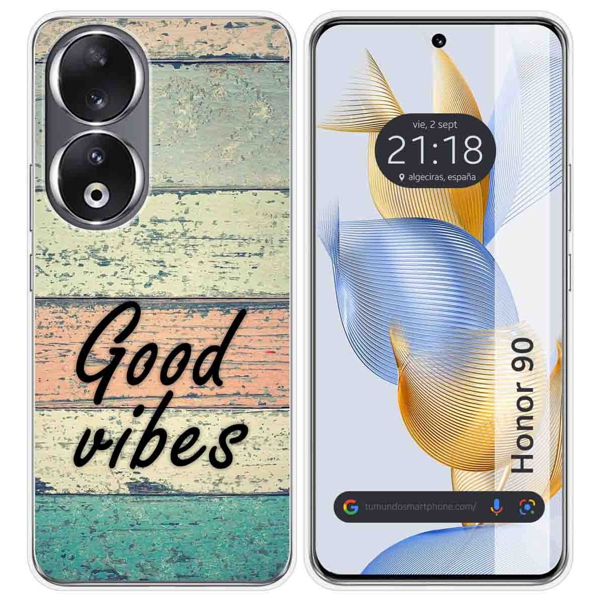 Funda Silicona compatible con Huawei Honor 90 5G diseño Madera 01 Dibujos