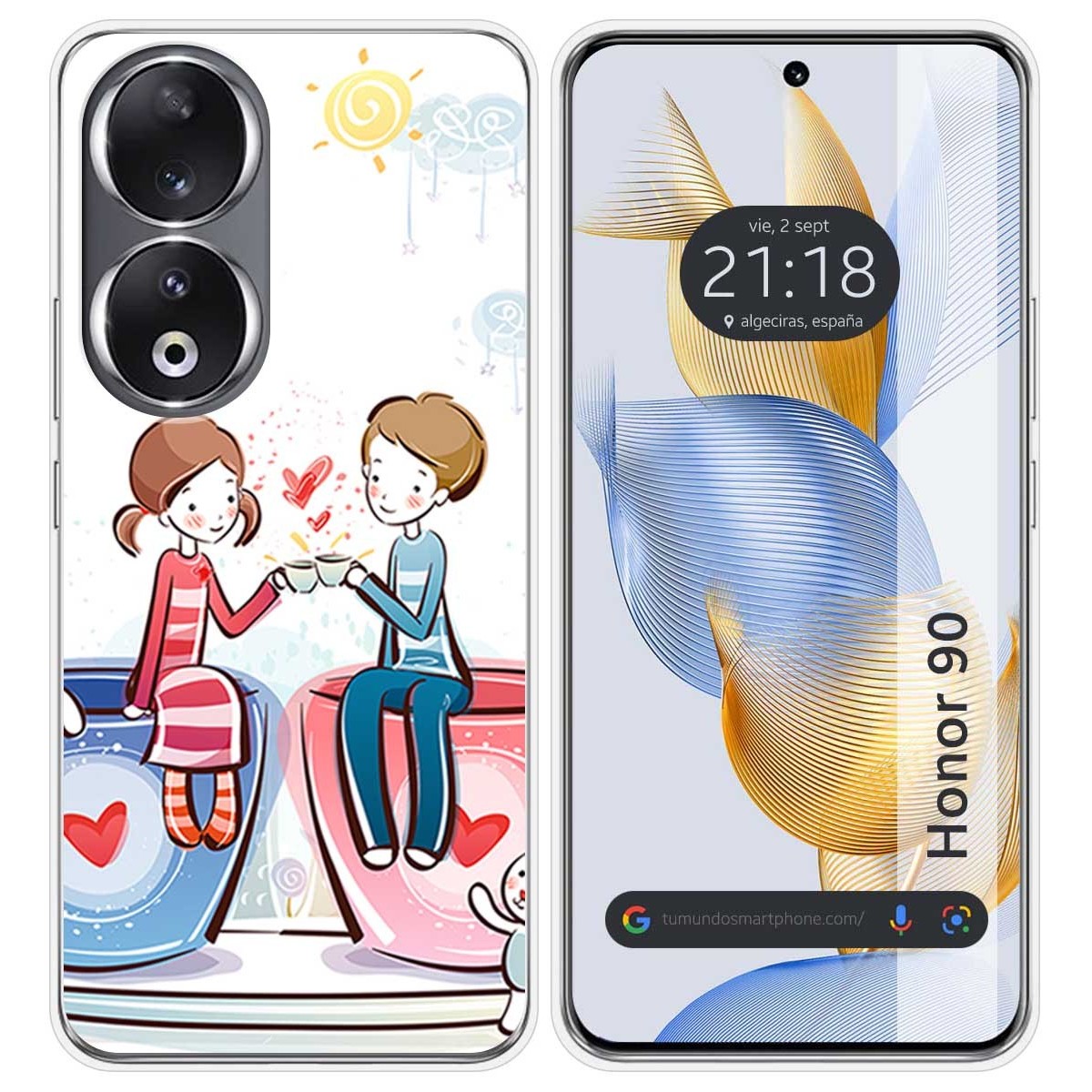 Funda Silicona compatible con Huawei Honor 90 5G diseño Café Dibujos
