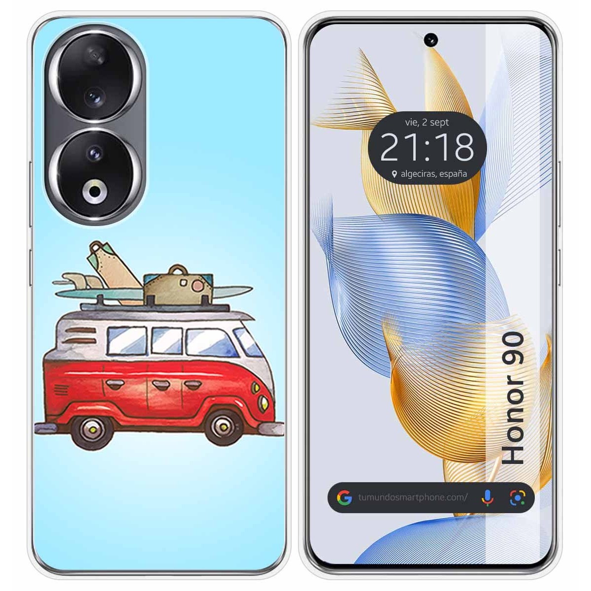 Funda Silicona compatible con Huawei Honor 90 5G diseño Furgoneta Dibujos