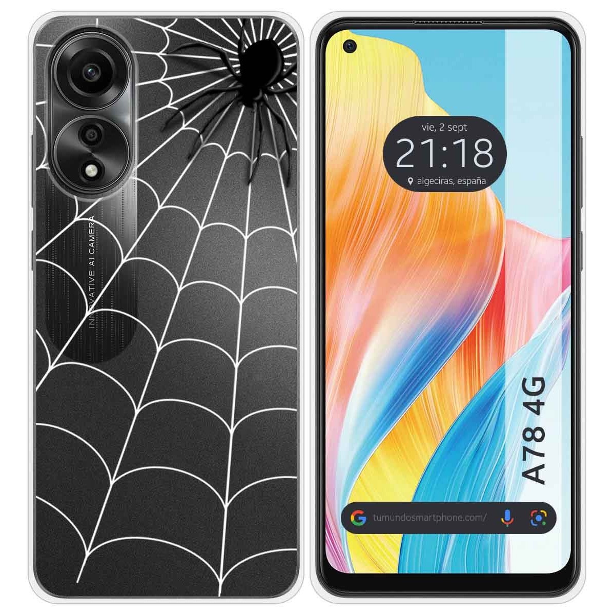 Funda Silicona Transparente para Oppo A78 4G diseño Araña Dibujos