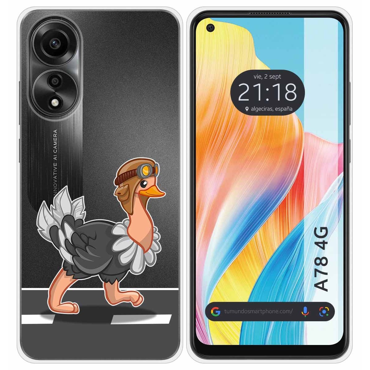 Funda Silicona Transparente para Oppo A78 4G diseño Avestruz Dibujos