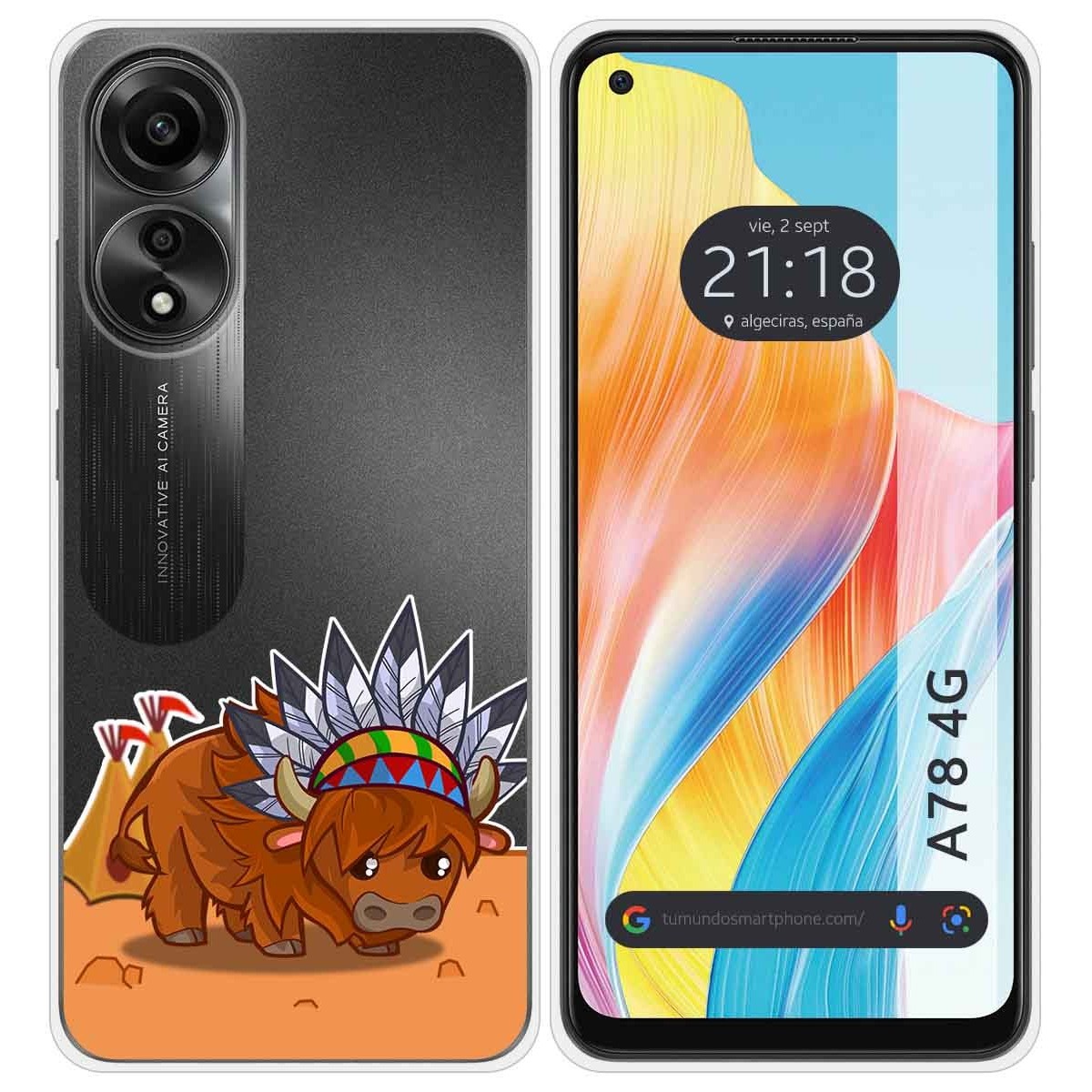 Funda Silicona Transparente para Oppo A78 4G diseño Bufalo Dibujos